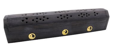 Drewniany stojak na kadzidełka w czarnym pudełku Ying Yang 30 cm