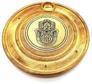 Okrągły drewniany kadzielnik Ręka Fatimy 10 cm