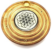 Okrągły drewniany kadzielnik Seed of Life 10 cm