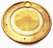 Lotus 10cm okrągły drewniany uchwyt na kadzidełka