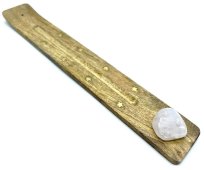 Podstawka na kadzidełka Ski Wood 25 cm + kwarc różowy
