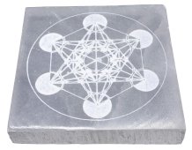 Kwadratowy kadzielnik z selenitu Metatron 10 cm