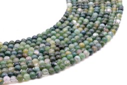 Korale z agatu mszystego 4 mm na nitce 40 cm