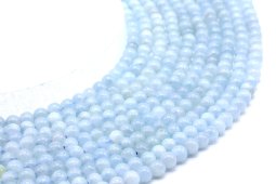 Koraliki akwamarynu 'AA' 4 mm na sznurze 40 cm