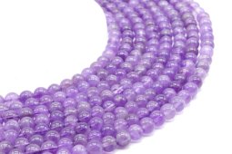 Korale ametystowe 'Purple Light' 6mm na nitce 40cm