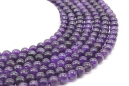 Korale ametystowe 'Dark' 8mm na nitce 40cm