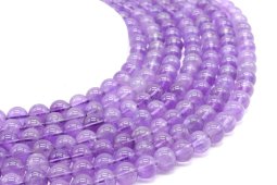Korale ametystowe 'Purple Light' 8mm na nitce 40cm