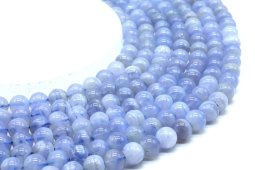 Korale z niebieskiego chalcedonu 'AA' 8mm na nitce 40cm