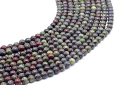 Koraliki z jaspisu Dragon's Blood o średnicy 4 mm na nitce 40 cm