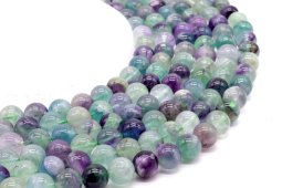 Koraliki fluorytowe Multi Beads 10 mm na nitce 40 cm