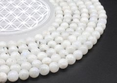 Koraliki z białego labradorytu o średnicy 10 mm na drucie 40 cm