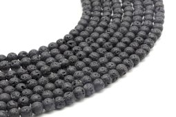 Koraliki lawowe 6mm na nitce 40cm