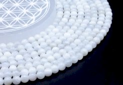 Koraliki White Moon Beads 'AA' 6 mm na sznurku 40 cm