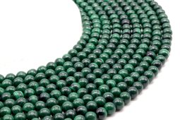 Koraliki 6 mm z ciemnego malachitu AA na sznurze o długości 40 cm