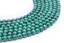 Koraliki malachitowe 'Light' 'AA' o średnicy 8 mm na sznurku 40 cm