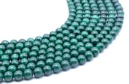 Koraliki 8 mm z ciemnego malachitu AA na sznurze o długości 40 cm