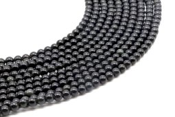 Złote czarne koraliki obsydianowe 4 mm na nitce 40 cm