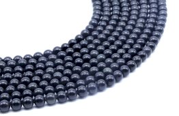 Złote czarne koraliki obsydianowe 6 mm na nitce 40 cm