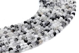 Koraliki z kwarcu turmalinowego 4 mm na nici 40 cm