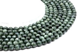 Korale serafinitu o średnicy 8 mm na drucie o długości 40 cm