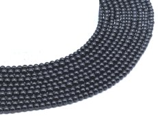 Koraliki z czarnego turmalinu o średnicy 4 mm na nici 40 cm