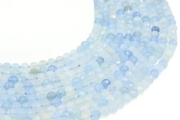 6mm fasetowane koraliki akwamarynu na sznurze o długości 40 cm