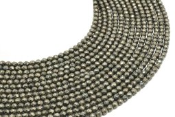4mm fasetowane koraliki pirytu na sznurku 40cm