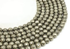 8mm fasetowane koraliki pirytu na sznurku o długości 40 cm