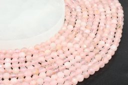 6 mm fasetowane koraliki z kwarcu różowego na sznurze o długości 40 cm