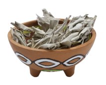 Etniczna terakotowa miska do fumigacji + nóżki 13 cm