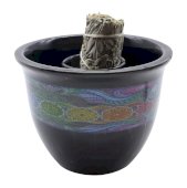 Ceramiczna miska fumigacyjna 7 czakr czarna 13 cm