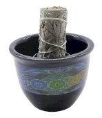 7 czakr Czarna ceramiczna miska do fumigacji 9 cm
