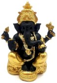 Statuetka z żywicy Ganesha, czarno-złota, 13 cm