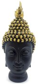 Żywiczna figurka głowy Buddy, czarna, 15 cm
