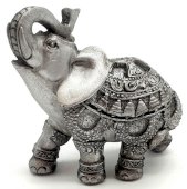 Żywiczna figurka słonia, srebro, 10 cm