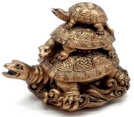 Żywiczna figurka Żółwie Dobrobytu Brąz 8cm