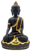 Żywiczna figurka Buddy, czarna, medytacja, 28 cm