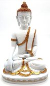 Żywiczna figurka Buddy, biało-złota, 28 cm