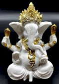 Żywiczna figurka Ganesha, biała, 13 cm