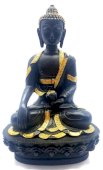 Żywiczna figurka Buddy i czarna misa 28 cm
