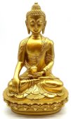 Żywiczna figurka Buddy i złota misa 28 cm