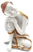 Biały Myśliciel Budda z żywicy, figurka 28 cm