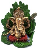 Żywiczna figurka Ganesha na liściu 11 cm