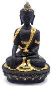 Żywiczna figurka Buddy i czarna misa 20 cm