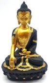 Żywiczna figurka Buddy i miska czarno-złota 20 cm