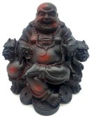 Antyczna żywiczna figurka Śmiejącego się Buddy 15 cm