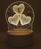 Plastikowa lampka nocna USB „I Love You”, 12 cm