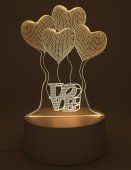 Lampka nocna USB, plastikowa, serca, 14 cm