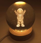 Lampka nocna USB, szkło astronauty, 9 cm