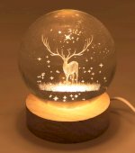 Lampka nocna USB Szklany Jeleń 9 cm